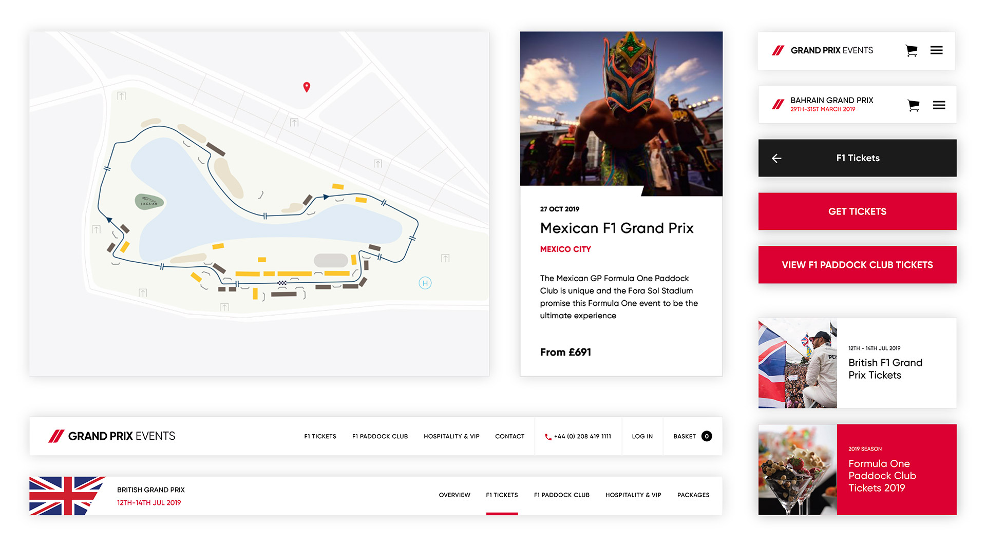A break down of design elements of the Grand Prix Events website