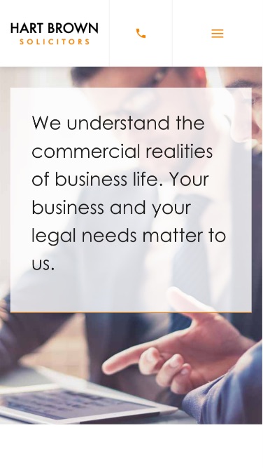 Hart Brown banner on mobile