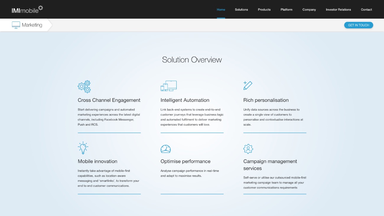 IMImobile Solutions Overview screenshot